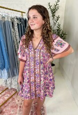 Very J Elliott Dress in Pink Paisley