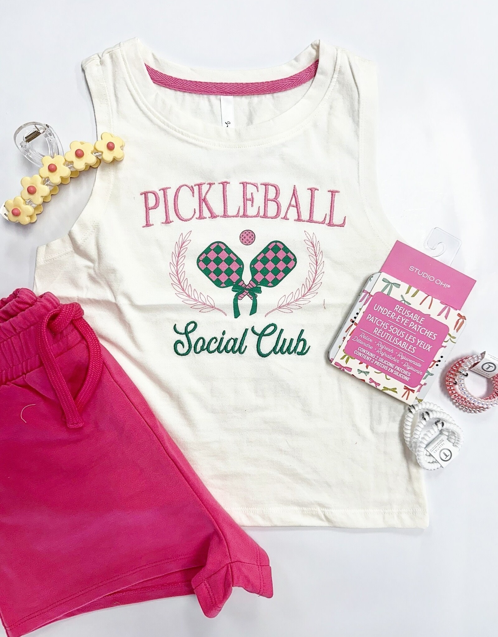 Paper Flower Pickleball Embroidery Tank