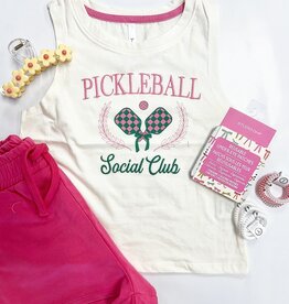 Paper Flower Pickleball Embroidery Tank