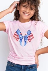 USA Flag and Bow Graphic Tee in Pink