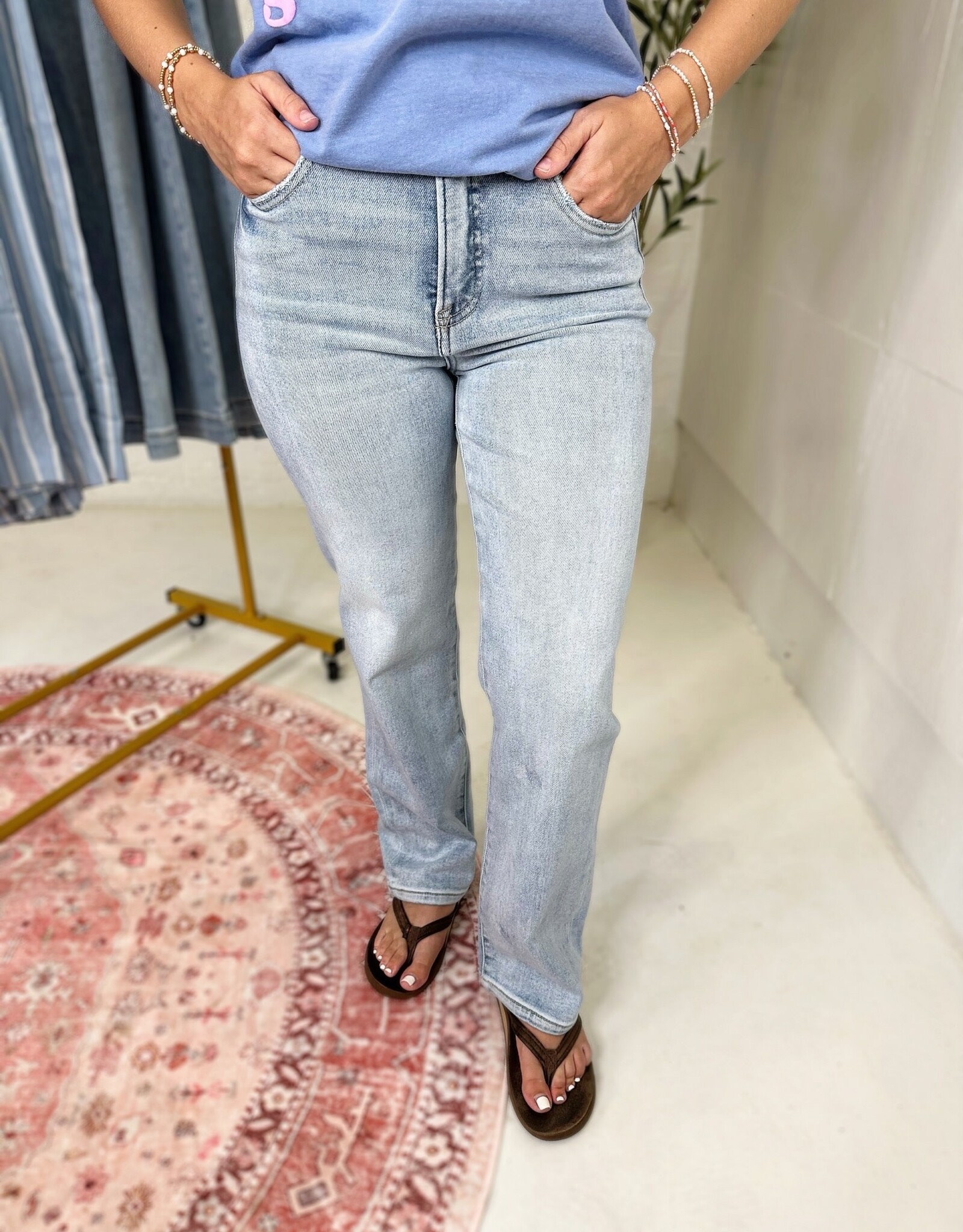 Risen Fallon High Rise Crop Straight Jeans