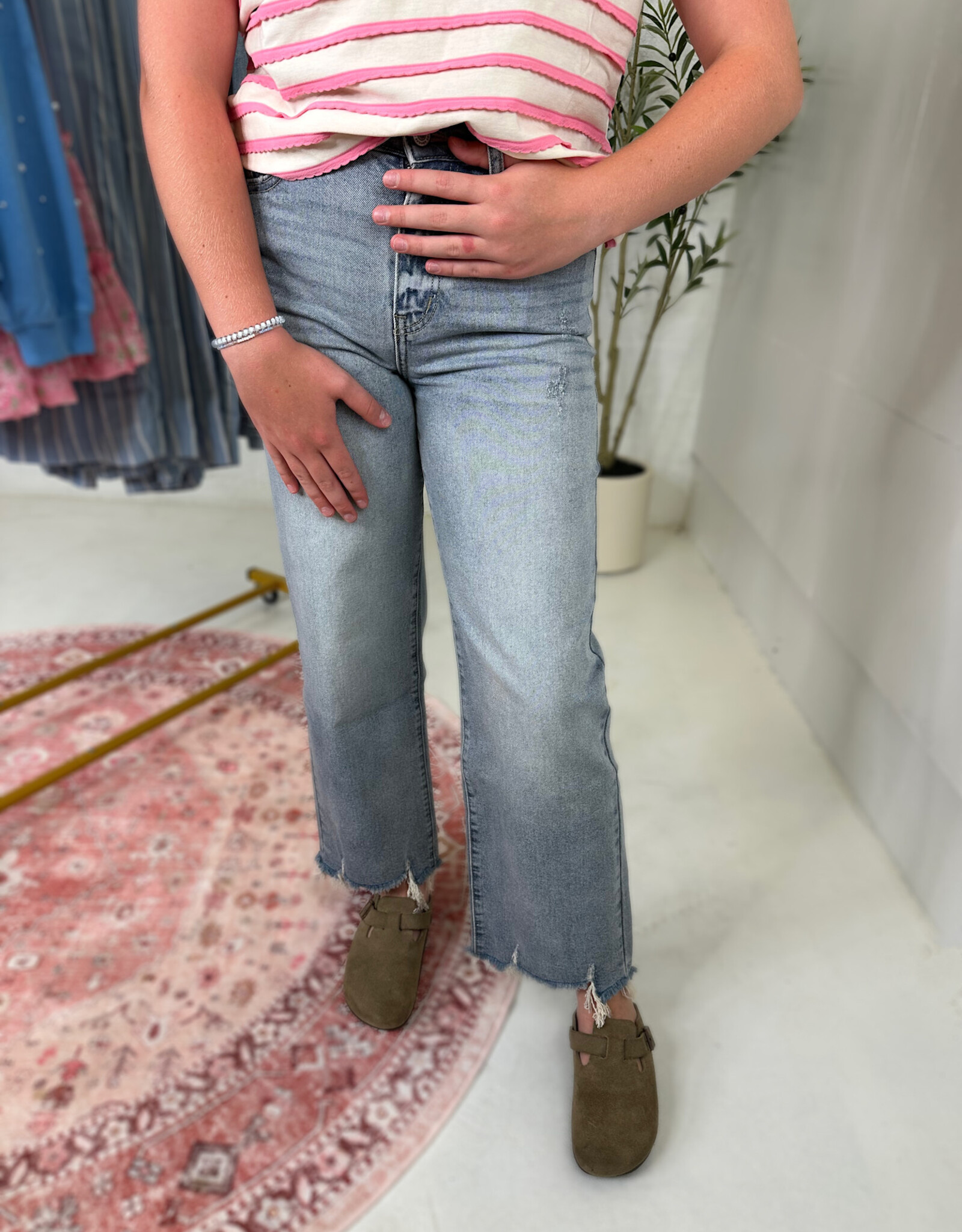 KanCan High Rise Slim Wide Leg in Light Wash