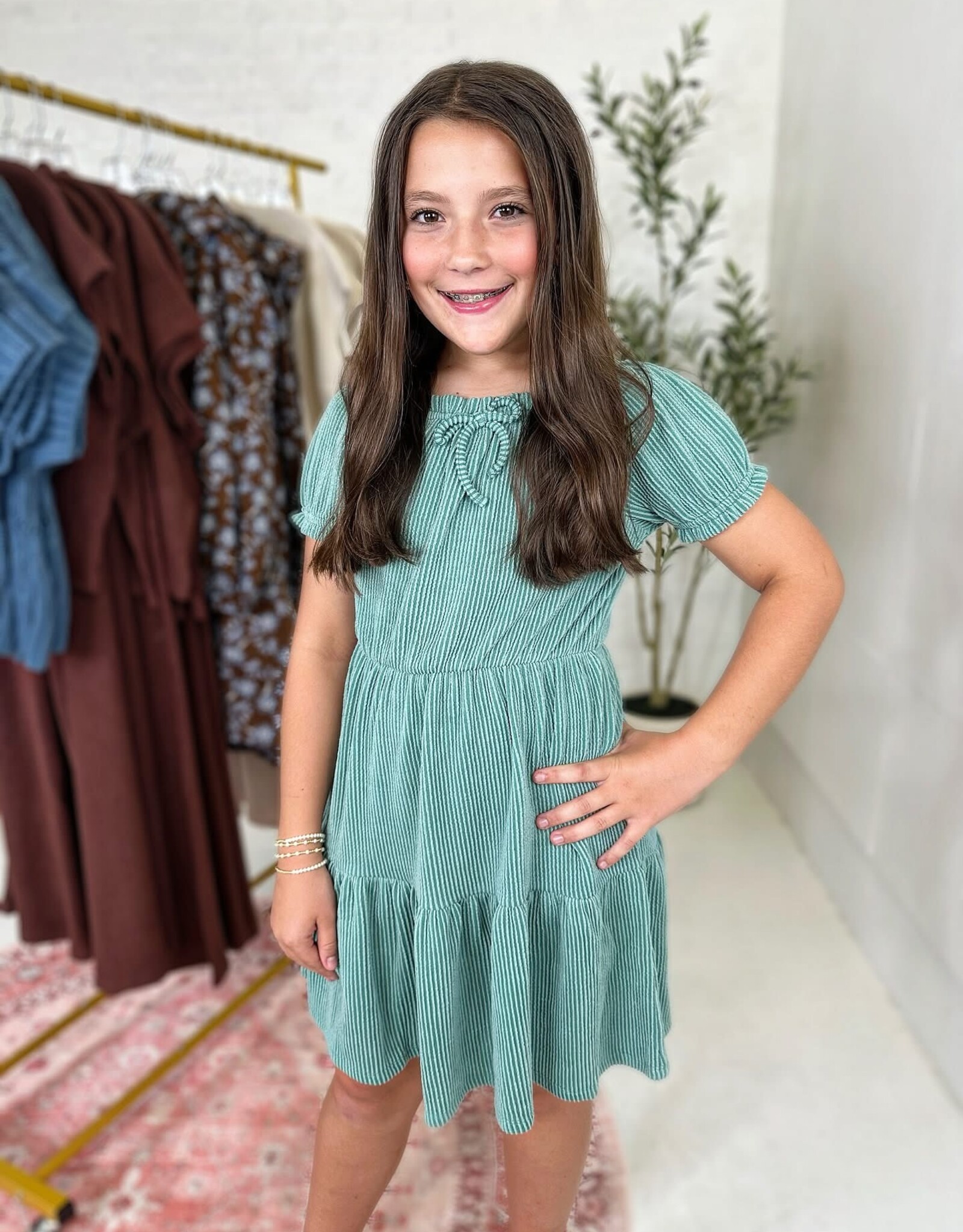 Heart and Arrow Jamie Corded Dress in Mint