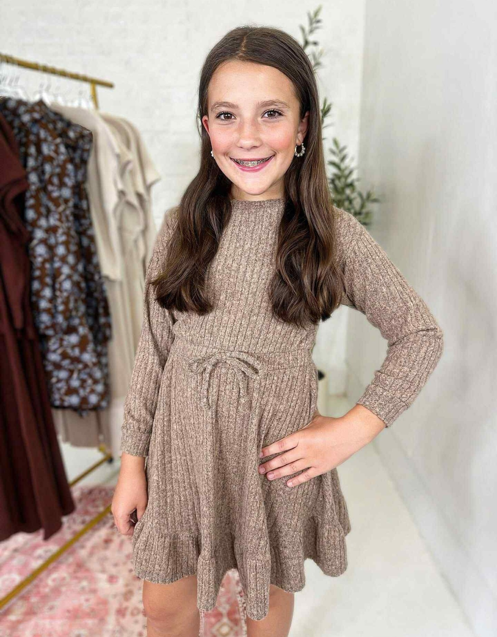 Heart and Arrow Ella Longsleeve Dress in Brown