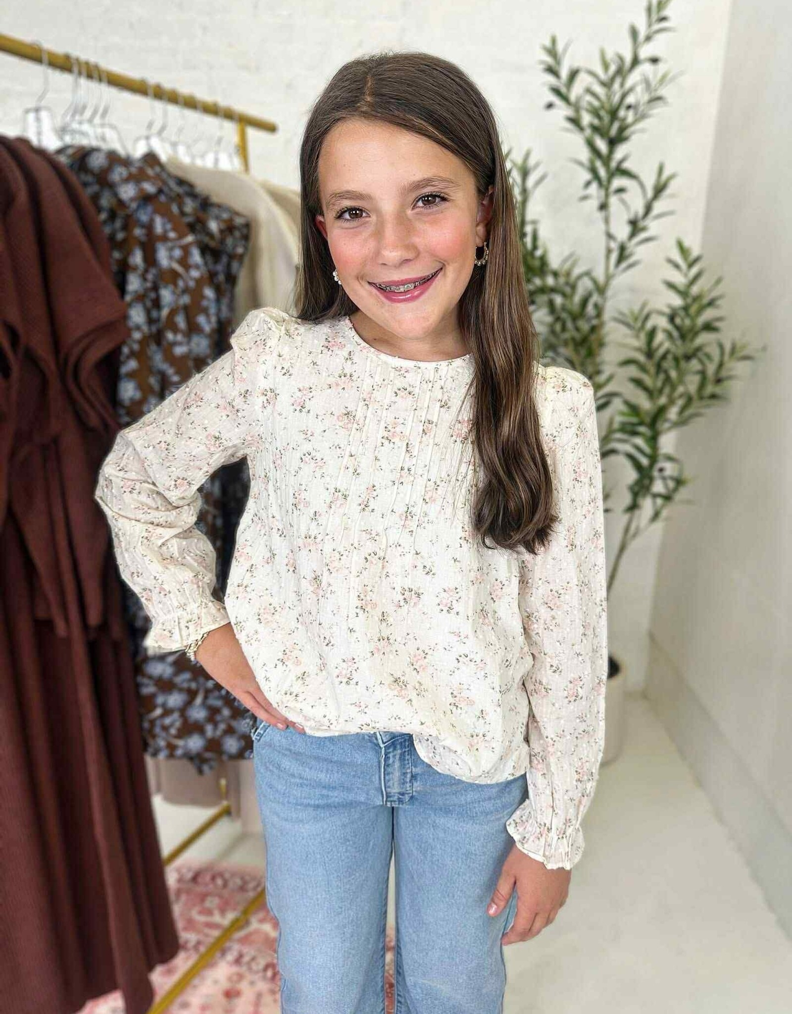 Heart and Arrow Ella Top in Cream Floral