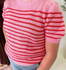 Hayden Lauren Sweater Top in Pink Stripe