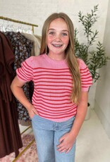 Hayden Lauren Sweater Top in Pink Stripe