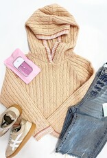 Heart and Arrow Kendra Hooded Sweater in Coral