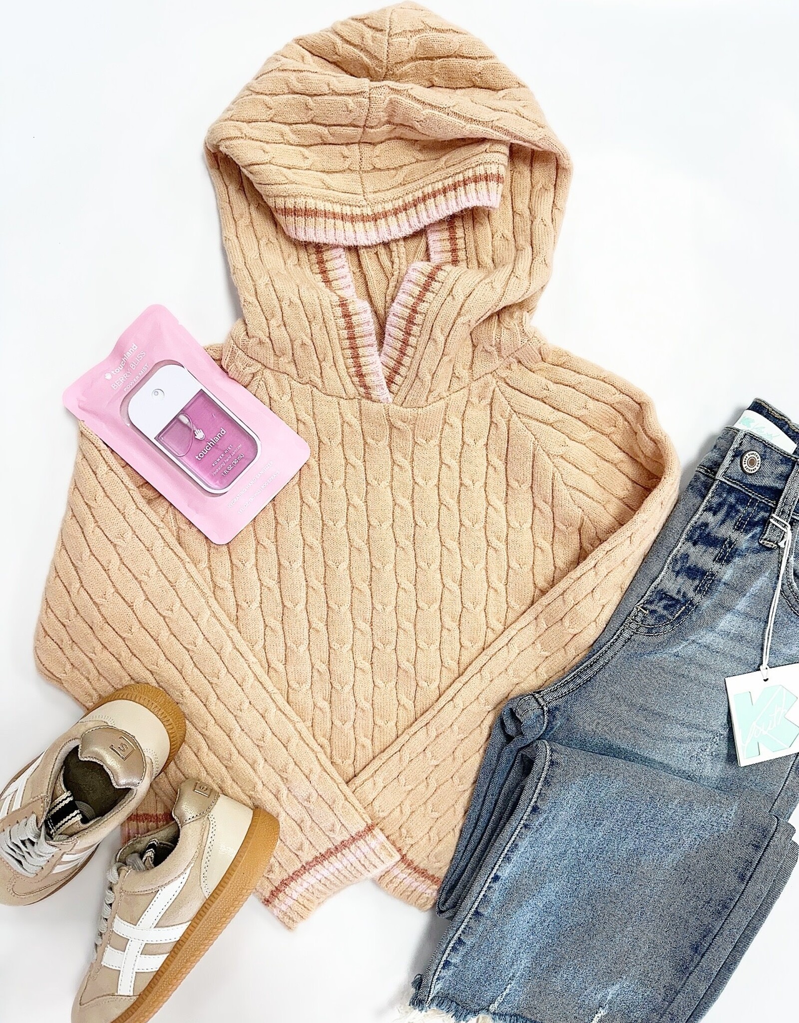 Heart and Arrow Kendra Hooded Sweater in Coral