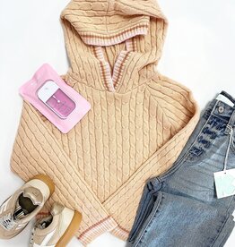 Heart and Arrow Kendra Hooded Sweater in Coral