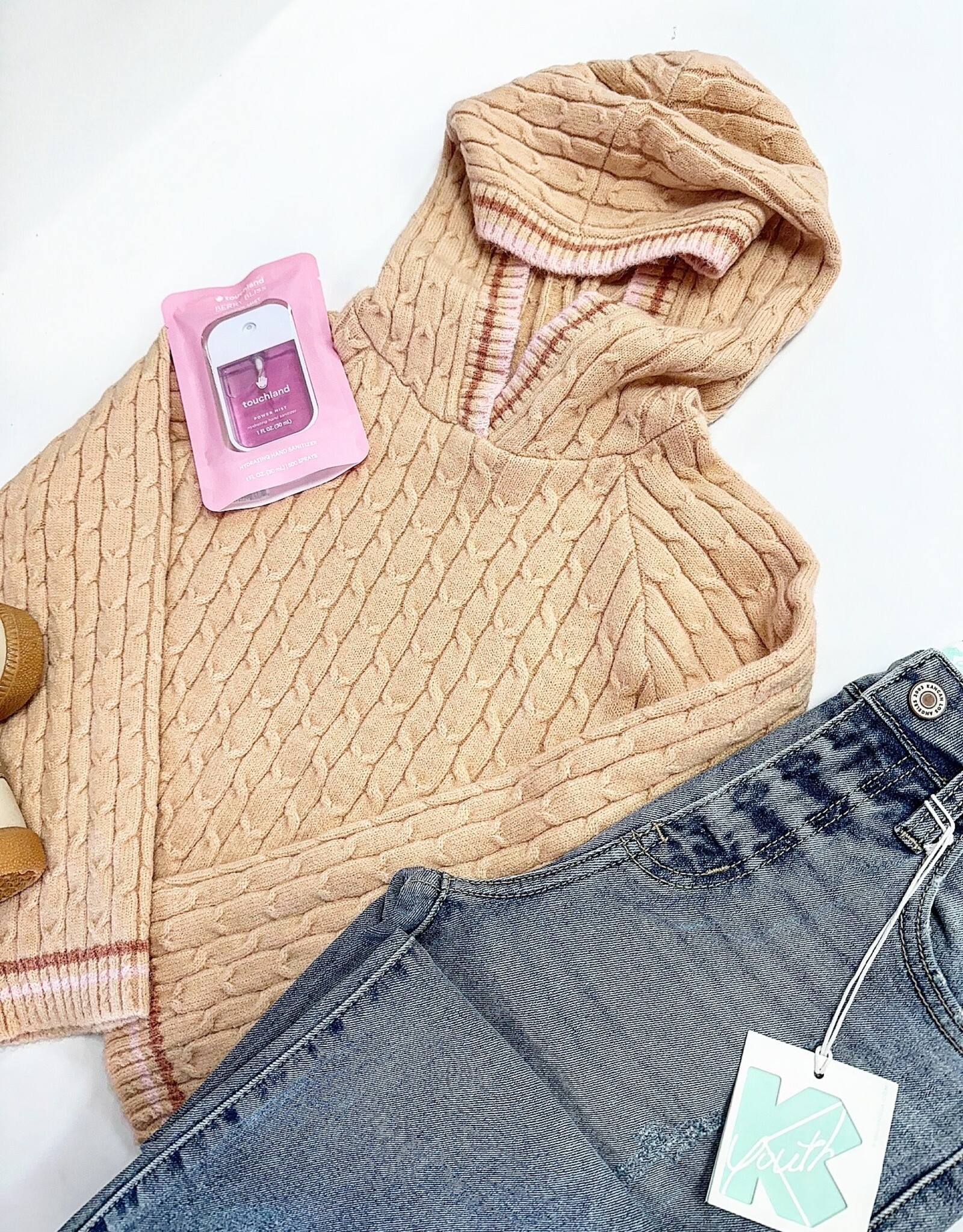 Heart and Arrow Kendra Hooded Sweater in Coral