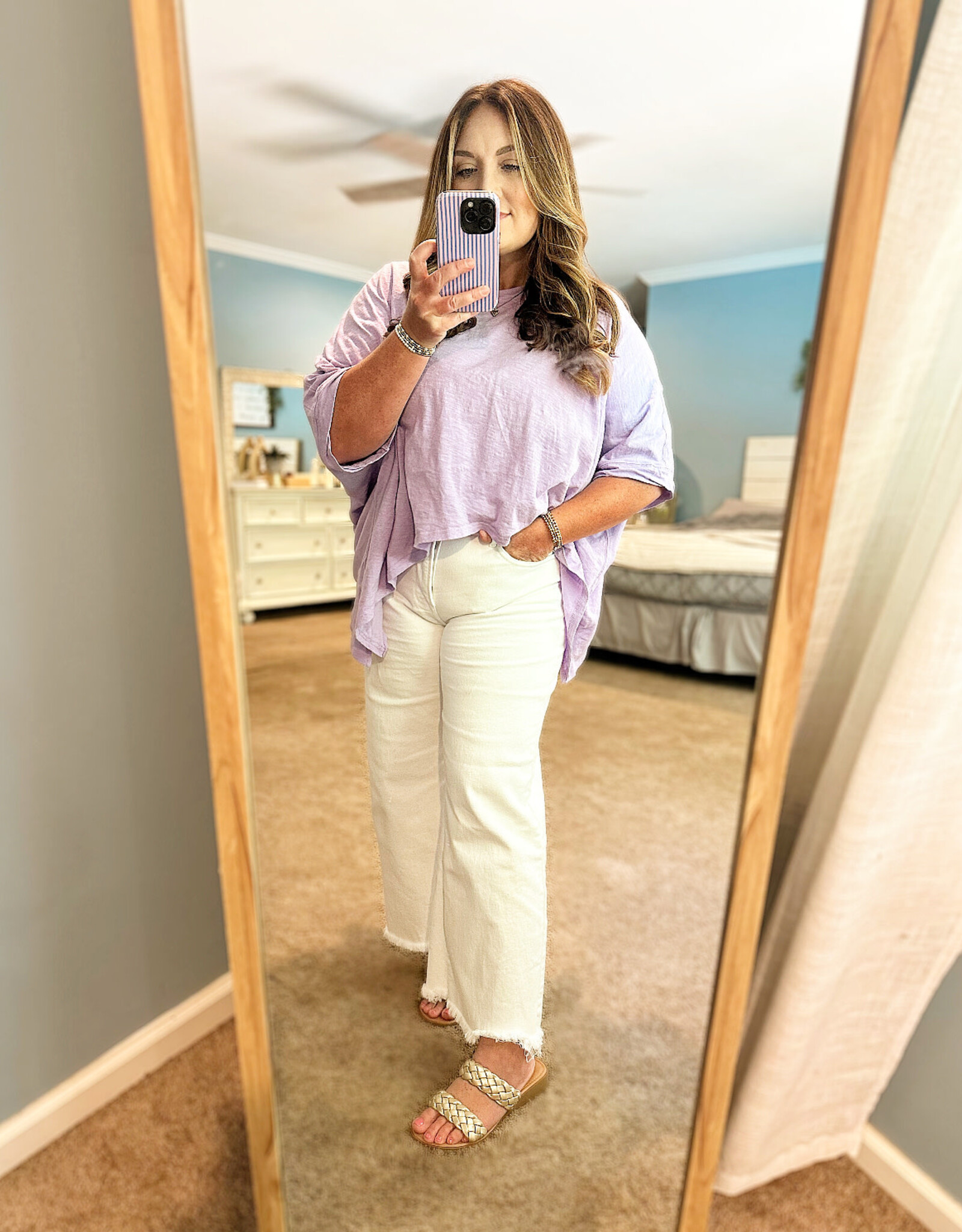 J.NNA Loose Fit Dolman Three Quarter Sleeve Top