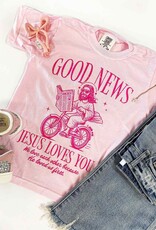 Good News Graphic Tee in Pink