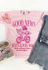 Good News Graphic Tee in Pink
