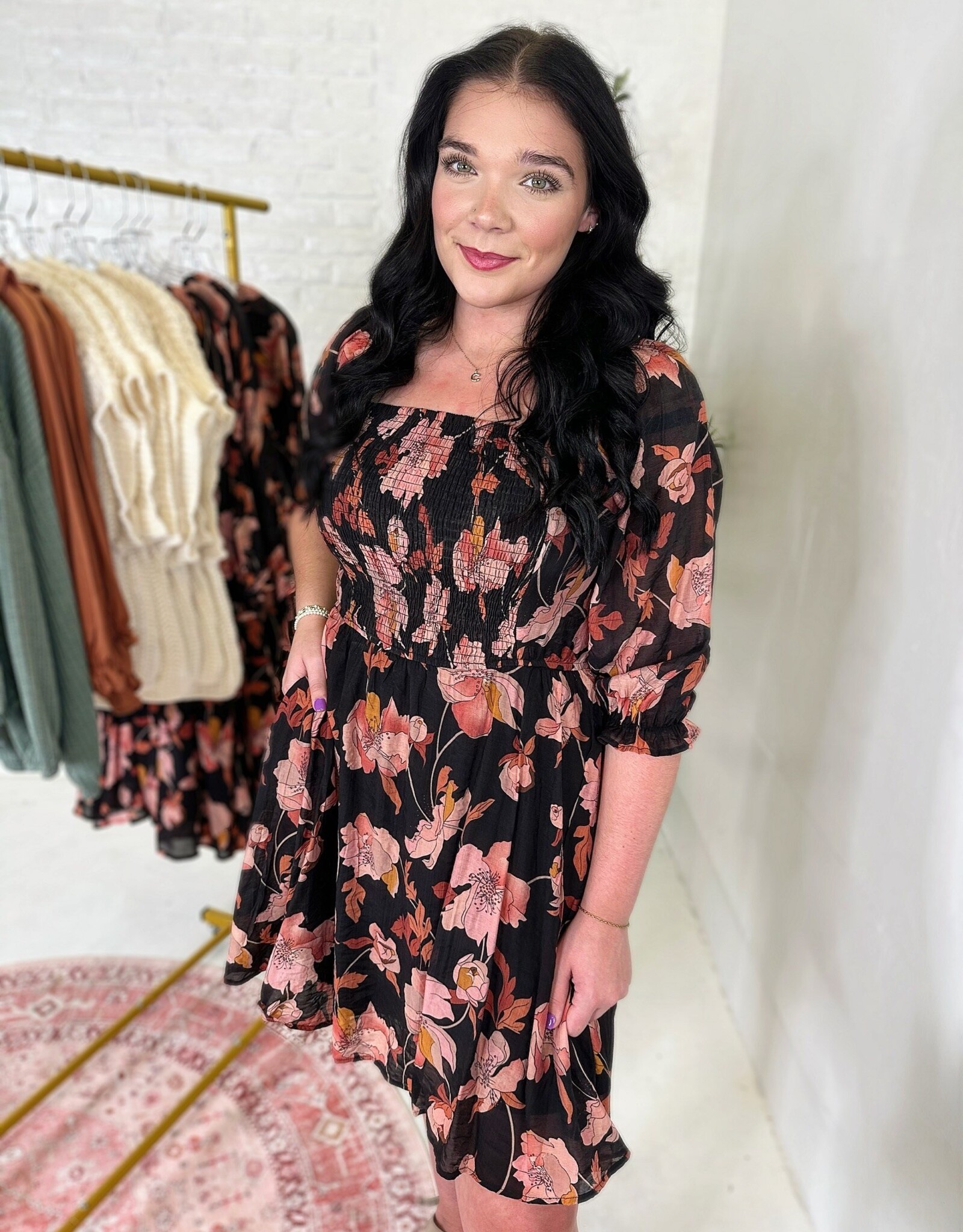 Hayden Emmie Dress in Black Floral