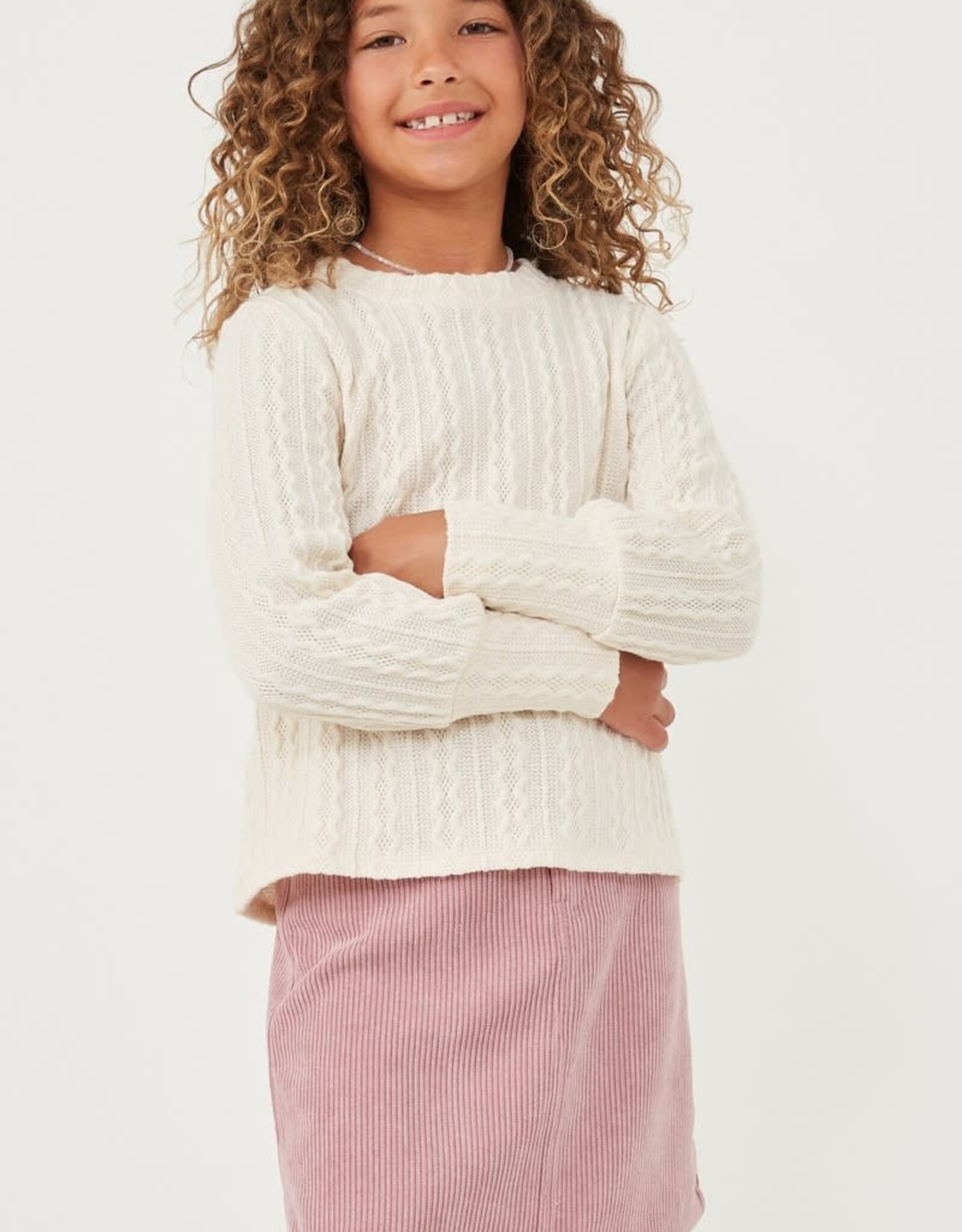 Hayden Ava Cuff Sleeve Top in Ivory