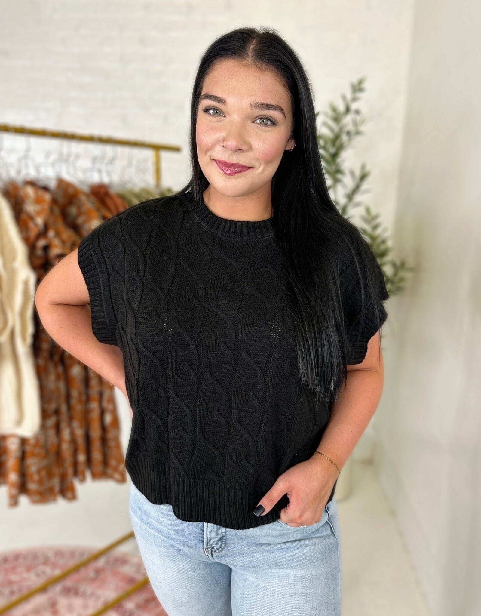 HYFVE Charlotte Cable Knit Sweater in Black