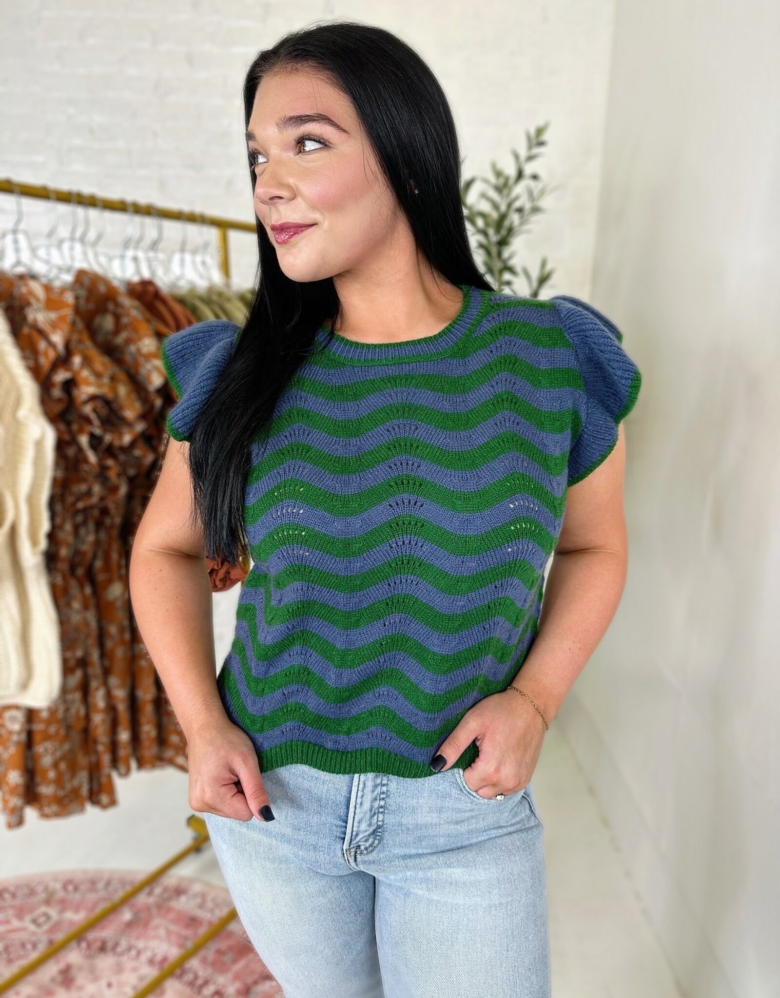 Addison Sweater Top in Blue