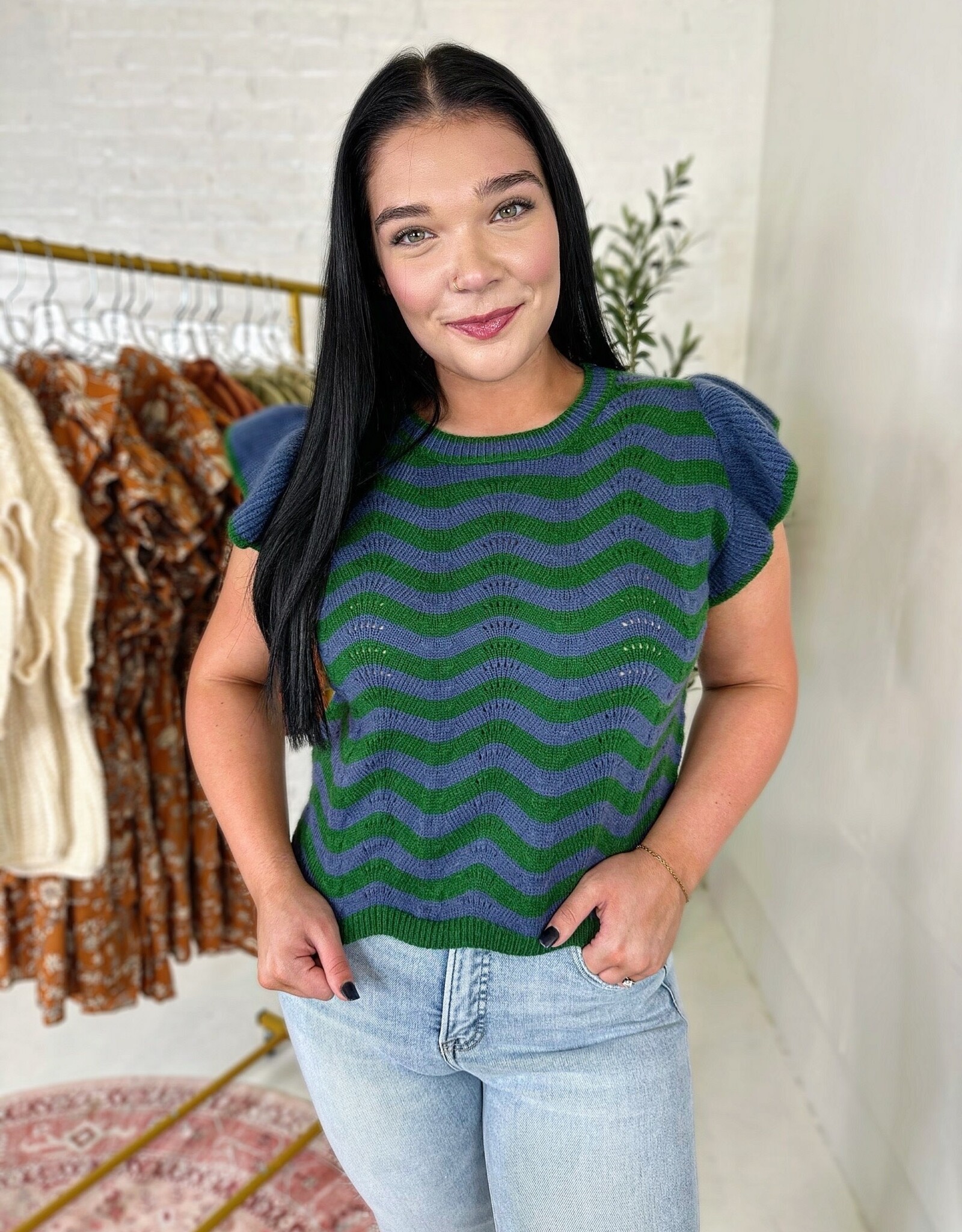 Addison Sweater Top in Blue