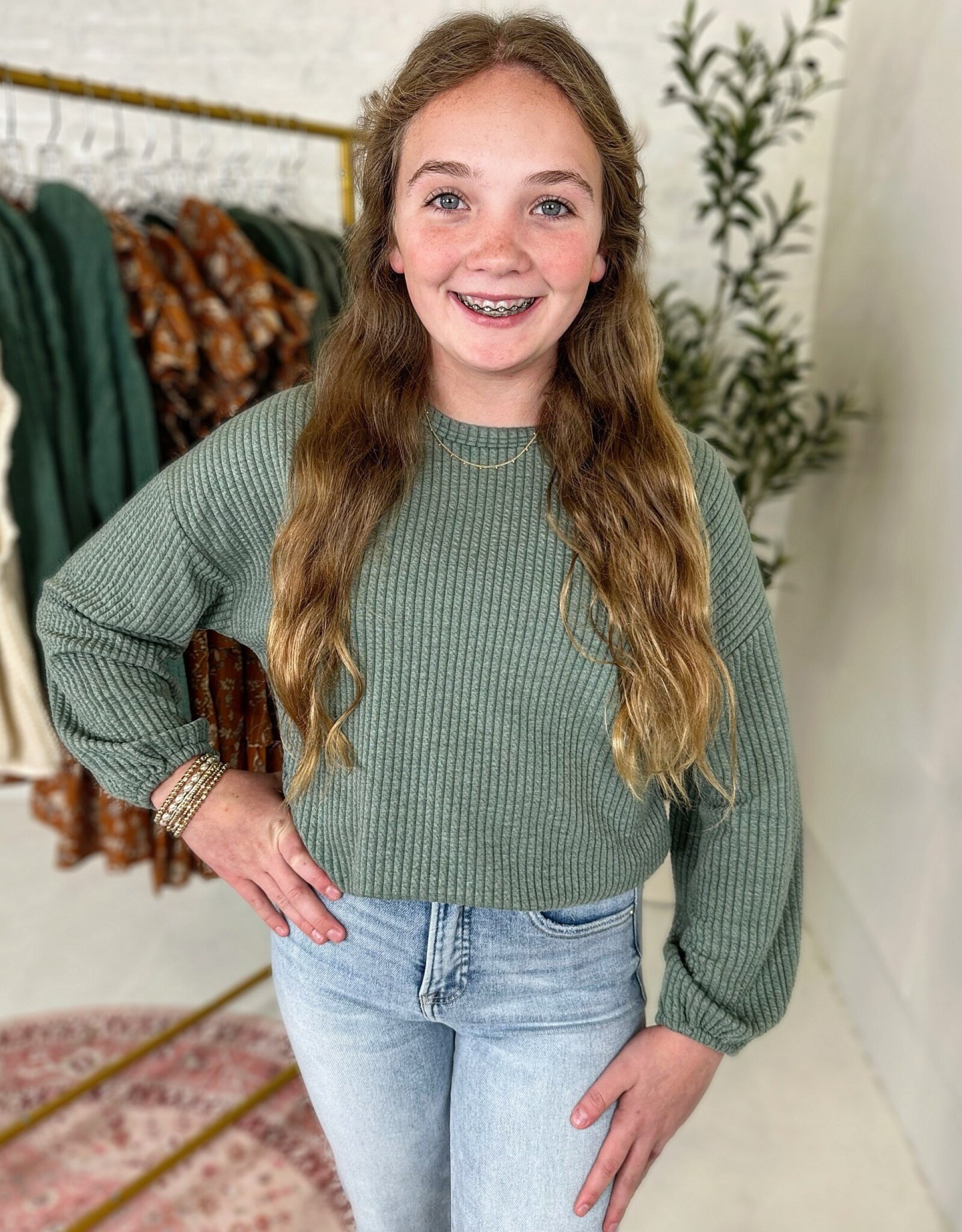 Hayden Emerson Corded Top in Olive