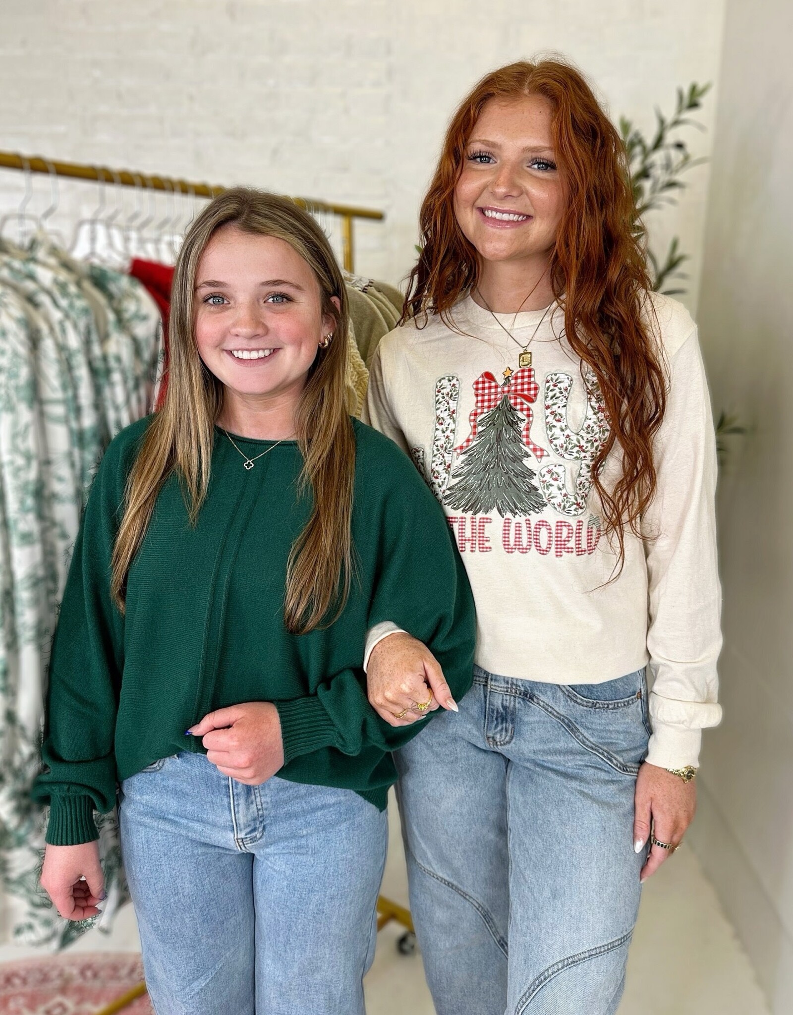 colorbear Christmas Joy To The World Graphic Long Sleeve Tee