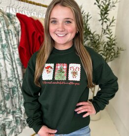 colorbear Christmas Most Wonderful Time Kids Graphic Sweatshirt