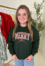 colorbear Plaid Merry Christmas Bow Kids Graphic Sweatshirt