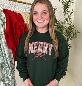 colorbear Plaid Merry Christmas Bow Kids Graphic Sweatshirt