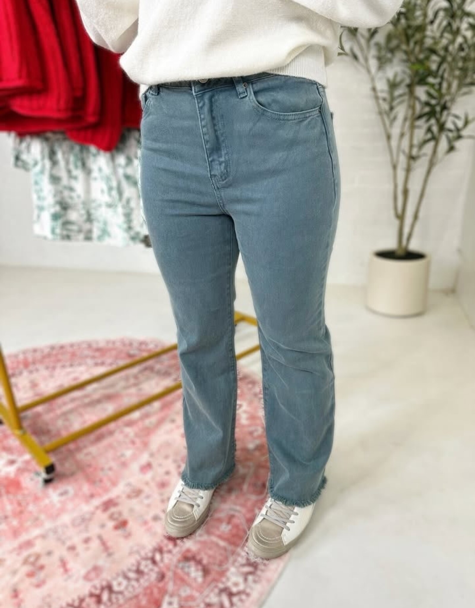 zenana High Rise Denim Crop Jean in Teal