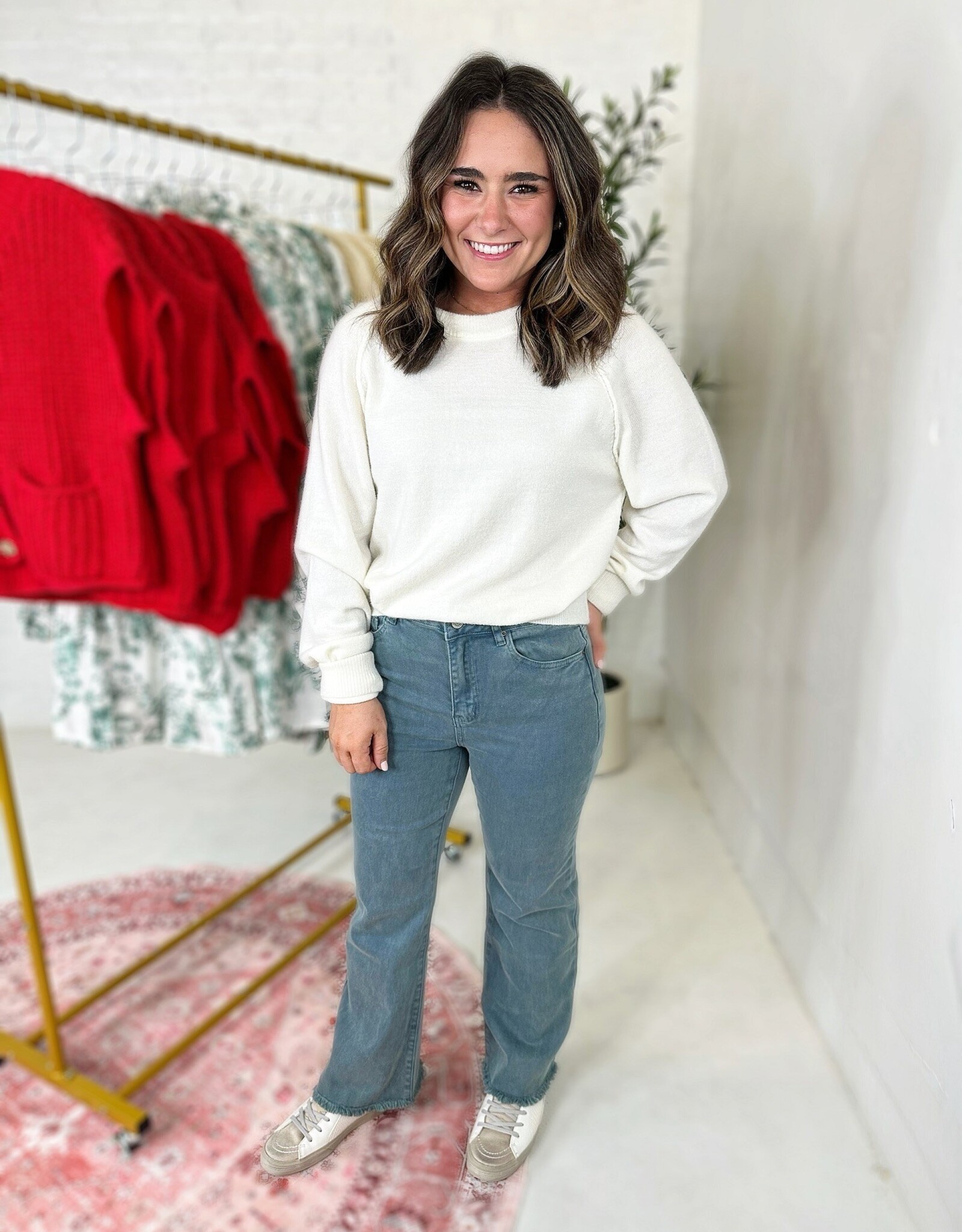 zenana High Rise Denim Crop Jean in Teal