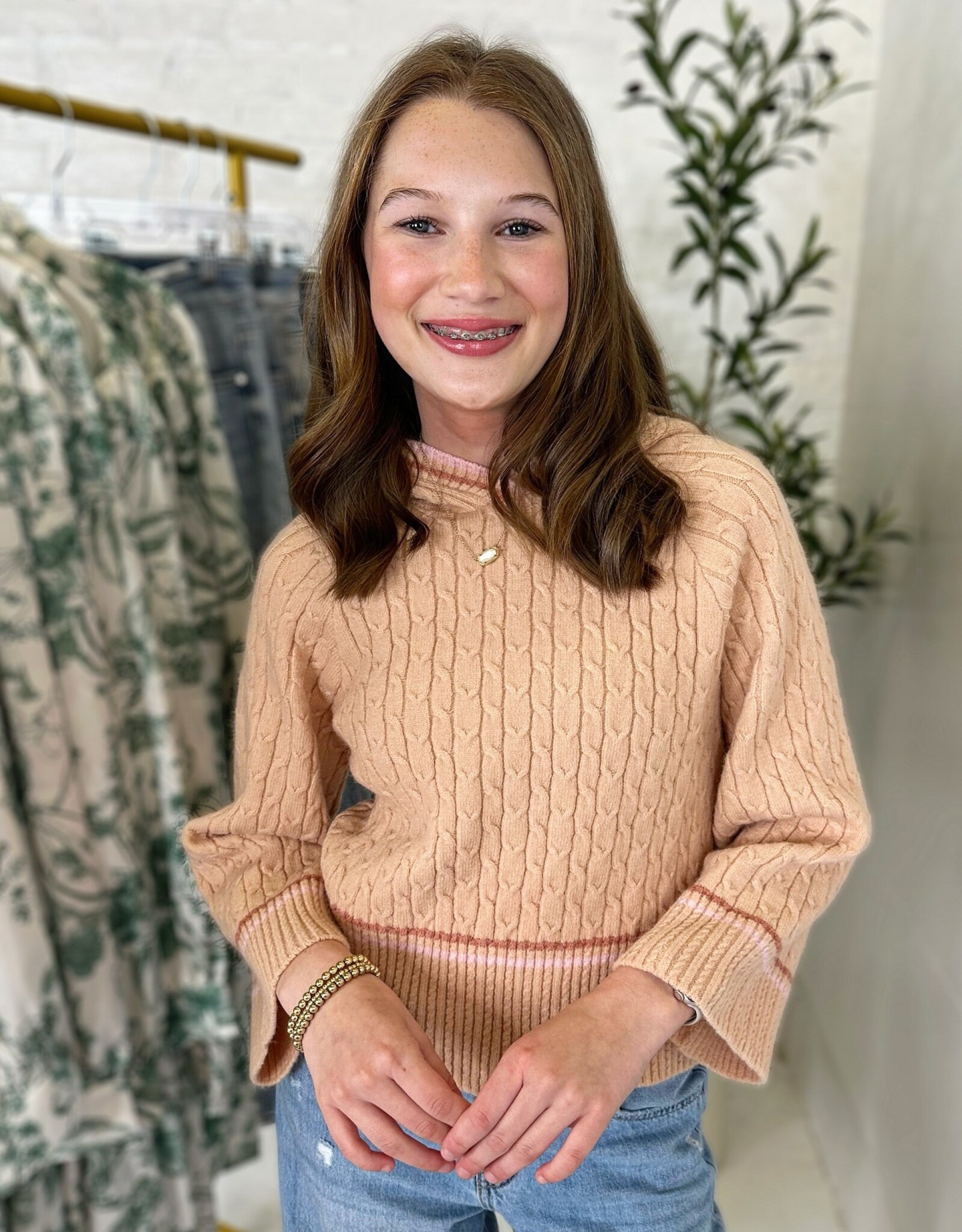 Heart and Arrow Kendra Hooded Sweater in Coral