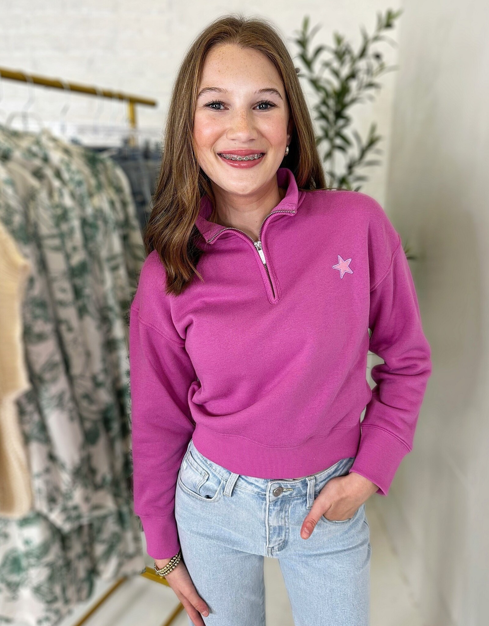 Iscream Star Pretty Pink 1/4 Zip Sweatshirt