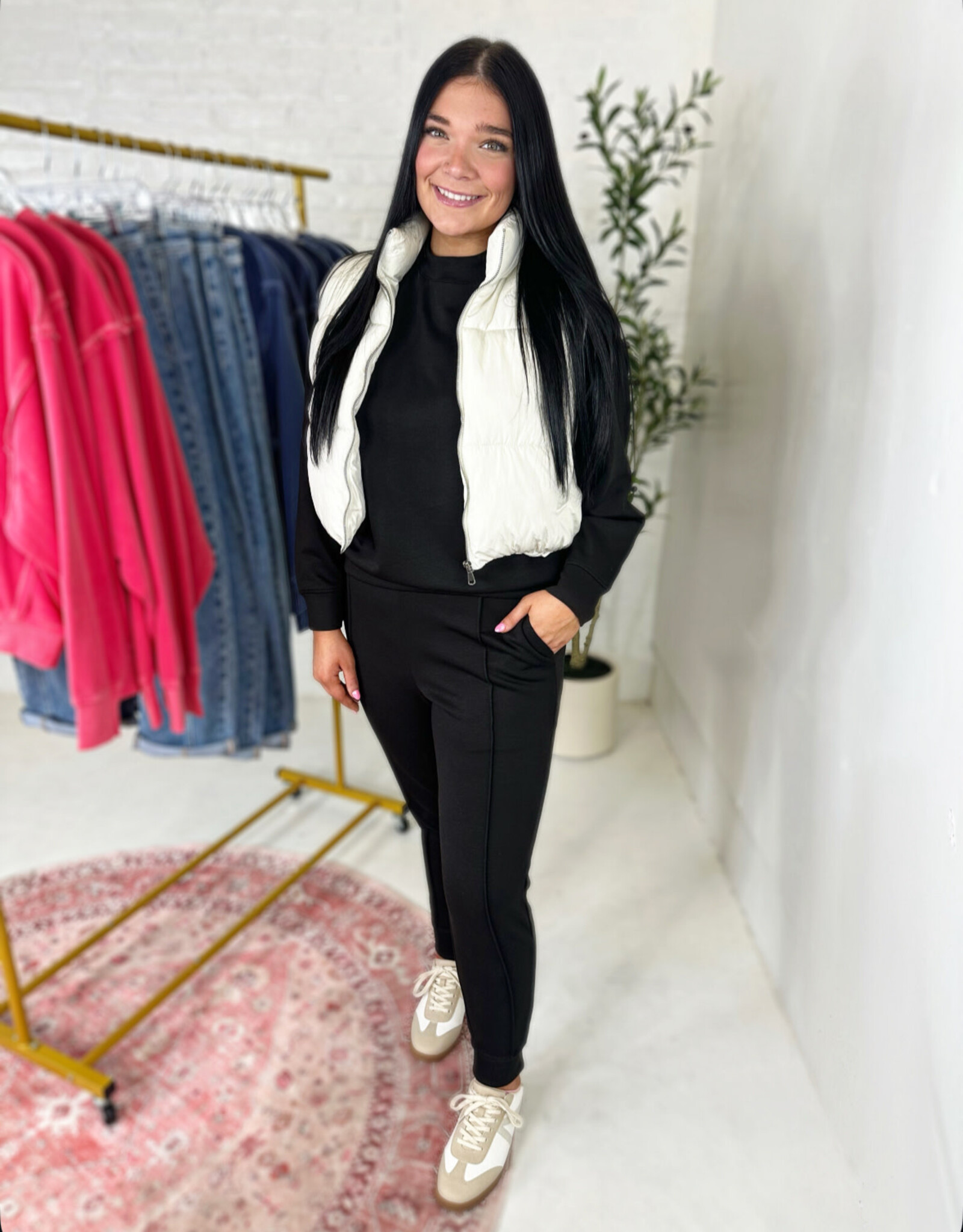 zenana Preston Jogger Set in Black