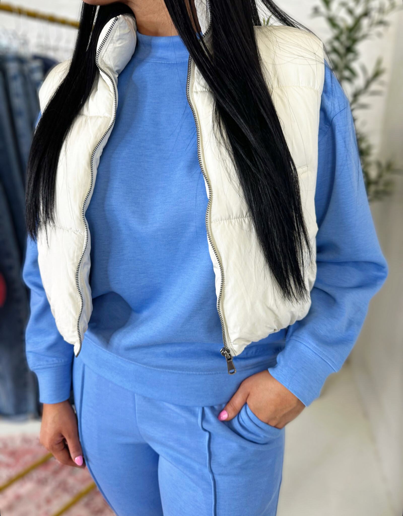 zenana Preston Jogger Set in Blue