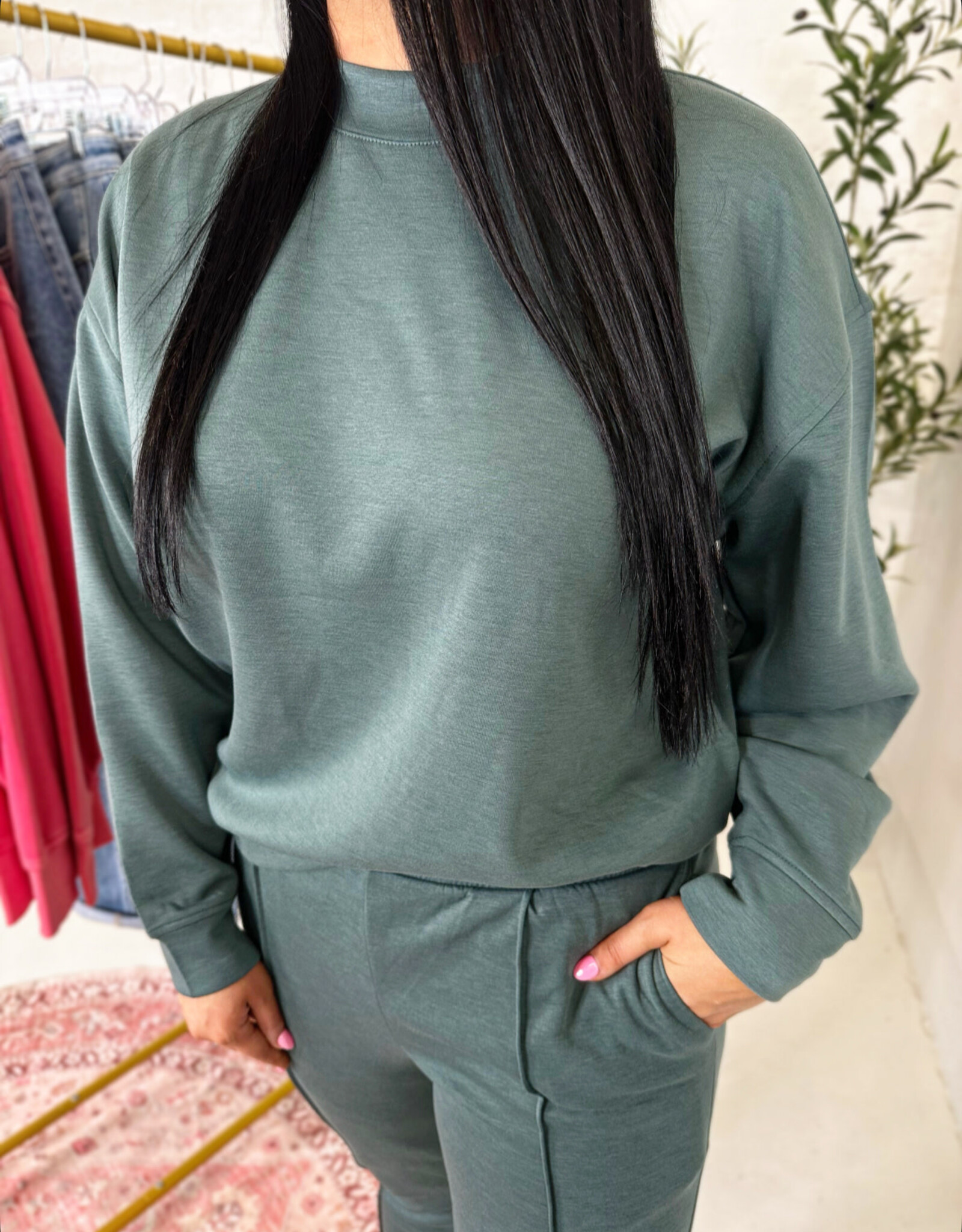 zenana Preston Jogger Set in Jade Green