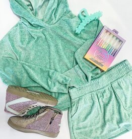 90 Degree by Reflex Velour Hoodie and Skort Set in Mint