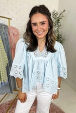 HYFVE Bree Eyelet Top in Blue