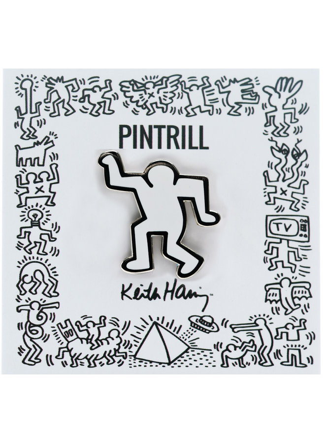 Keith Haring - Dancing Man Pin - White