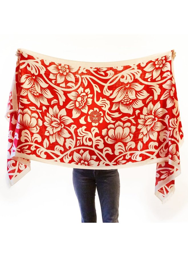 Shepard Fairey Floral Takeover (Red) Scarf