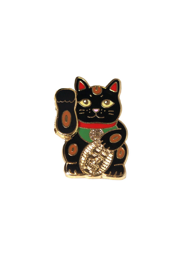 Black Lucky Cat Pin