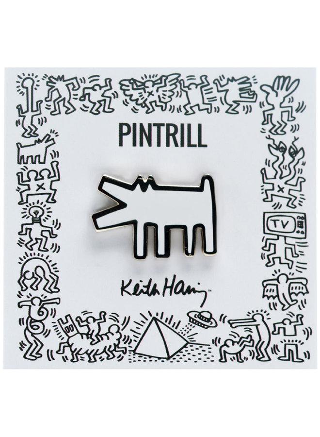 Keith Haring - Barking Dog Pin - White