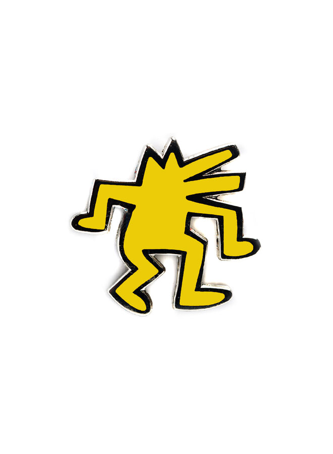 Keith Haring - Dancing Dog  Pin - Yellow