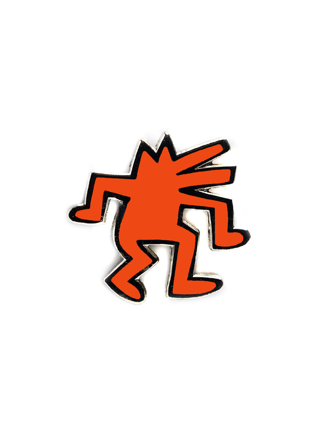 Keith Haring - Dancing Dog  Pin - Orange