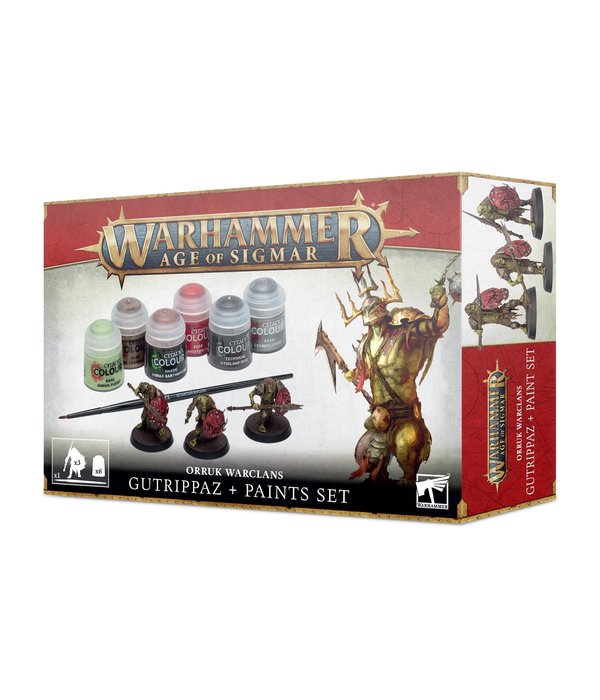 AGE OF SIGMAR ORRUKS WARCLANS GUTRIPPAZ + PAINT SET