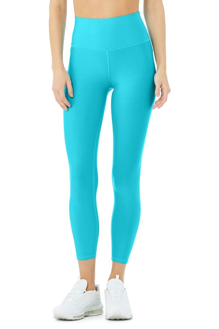 ALO Yoga, Pants & Jumpsuits, Alo Yoga 78 Checkpoint Leggings Bright Aqua