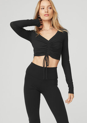 Alo Alo Ribbed Cinch Cropped Long Sleeve Top