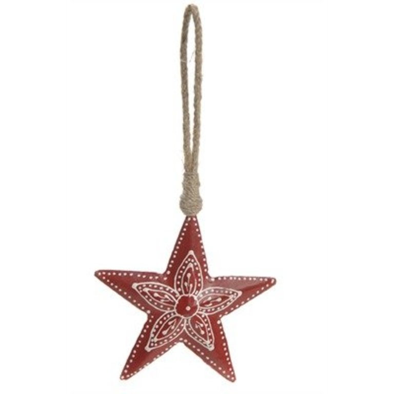 Red Tin Star Ornament
