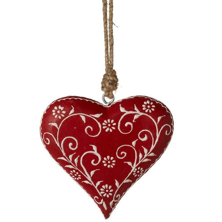 Wooden Flower Heart Ornament