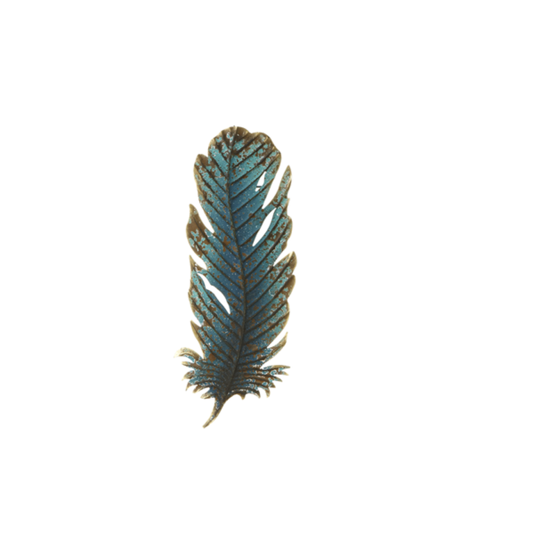 Blue Metal Feather Wall Hanging Small