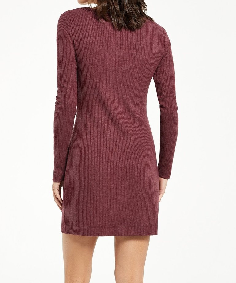 Z Supply V-Neck Long Sleeve Ribbed Sweater Dress